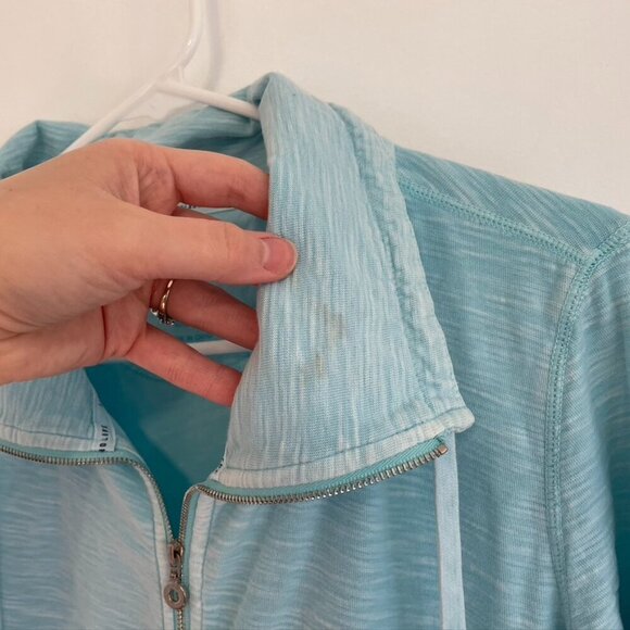 TOMMY BAHAMA Aqua Blue Full Zip Long Sleeve 100% Cotton Lightweight Sweatshirt S - Picture 7 of 12